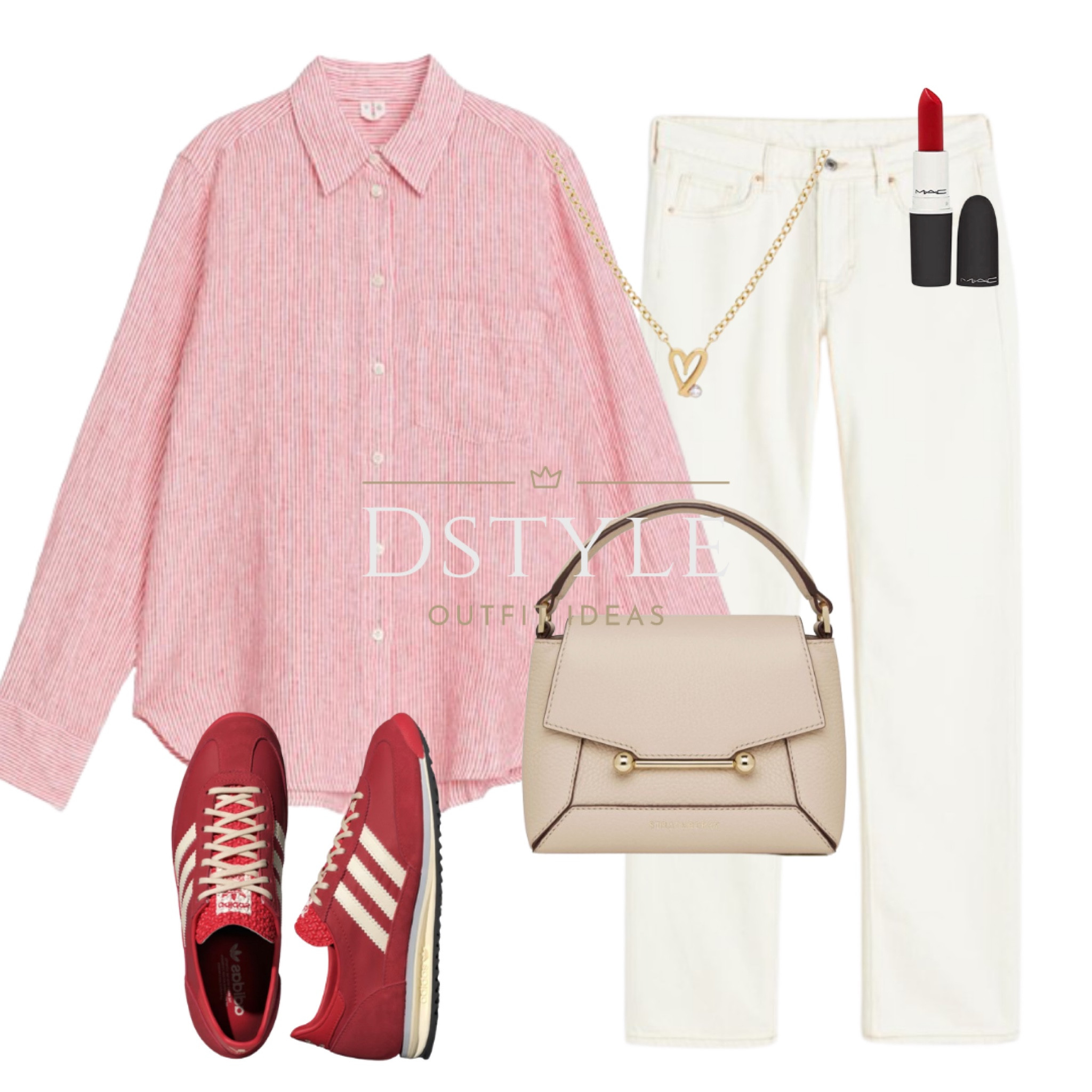Linen shirt red/white stripes, cream jeans, red Adidas shoes, red lipstick, leather handbag, comfort and style, ootd, spring fashion, spring style, spring outfits

#LTKfindsunder50 #LTKshoecrush #LTKstyletip