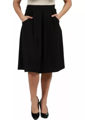24seven Comfort Apparel Women's Classic Plus Size Knee Length Black Skirt With Pockets | Belk