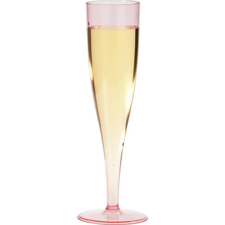 Way to Celebrate Pink Plastic Champagne Glasses 4 Ct, 5 Ounces - Walmart.com | Walmart (US)