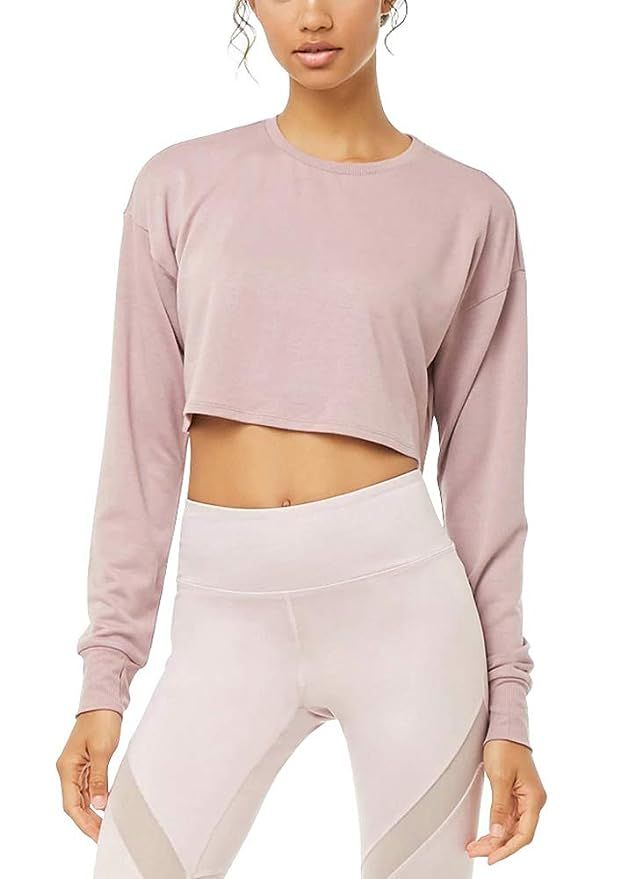 Bestisun Women Basic Long Sleeve Workout Sports Crop Top Cute Athletic Yoga Shirts with Thumb Holes | Amazon (US)
