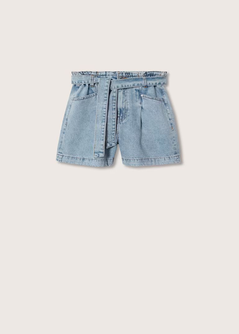 Paperbag denim shorts | MANGO (UK)