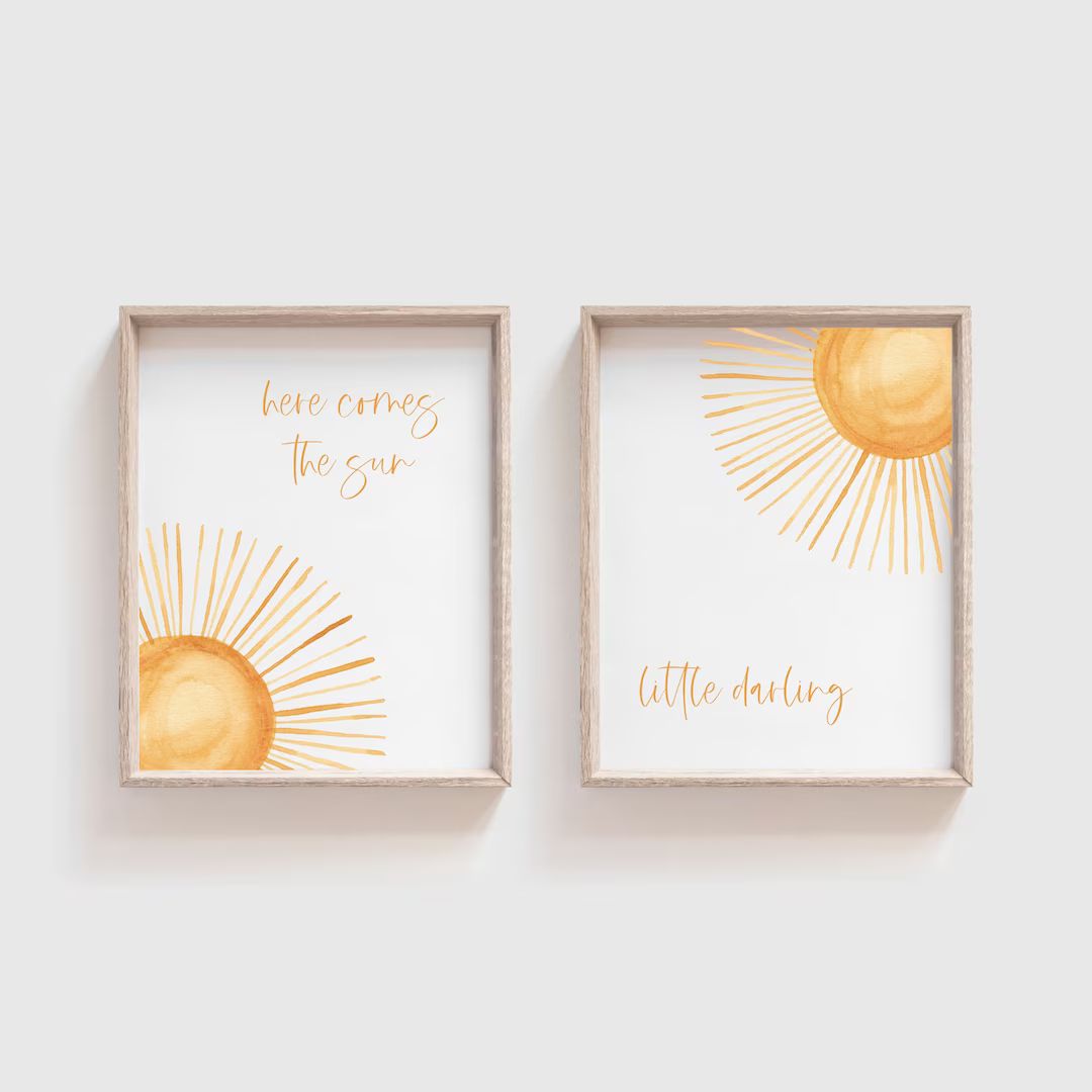 Here Comes the Sun Little Darling Nursery Wall Art Sunshine Nursery Decor Boho Nursery Decor Sun ... | Etsy (US)