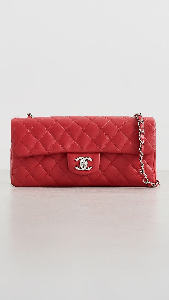 Chanel Red Lambskin East West Shoulder Bag 10" | Shopbop