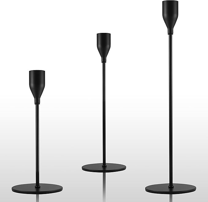 Lebenze Black Candlestick Holders, Set of 3 Modern Candle Holder for Taper Candles ,Candelabra Fi... | Amazon (US)
