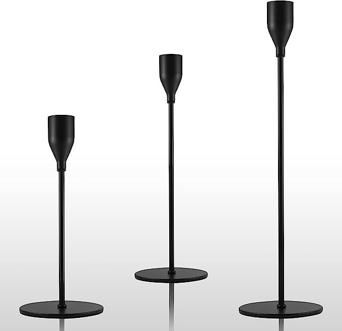 Lebenze Black Candlestick Holders, Set of 3 Modern Candle Holder for Taper Candles ,Candelabra Fi... | Amazon (US)