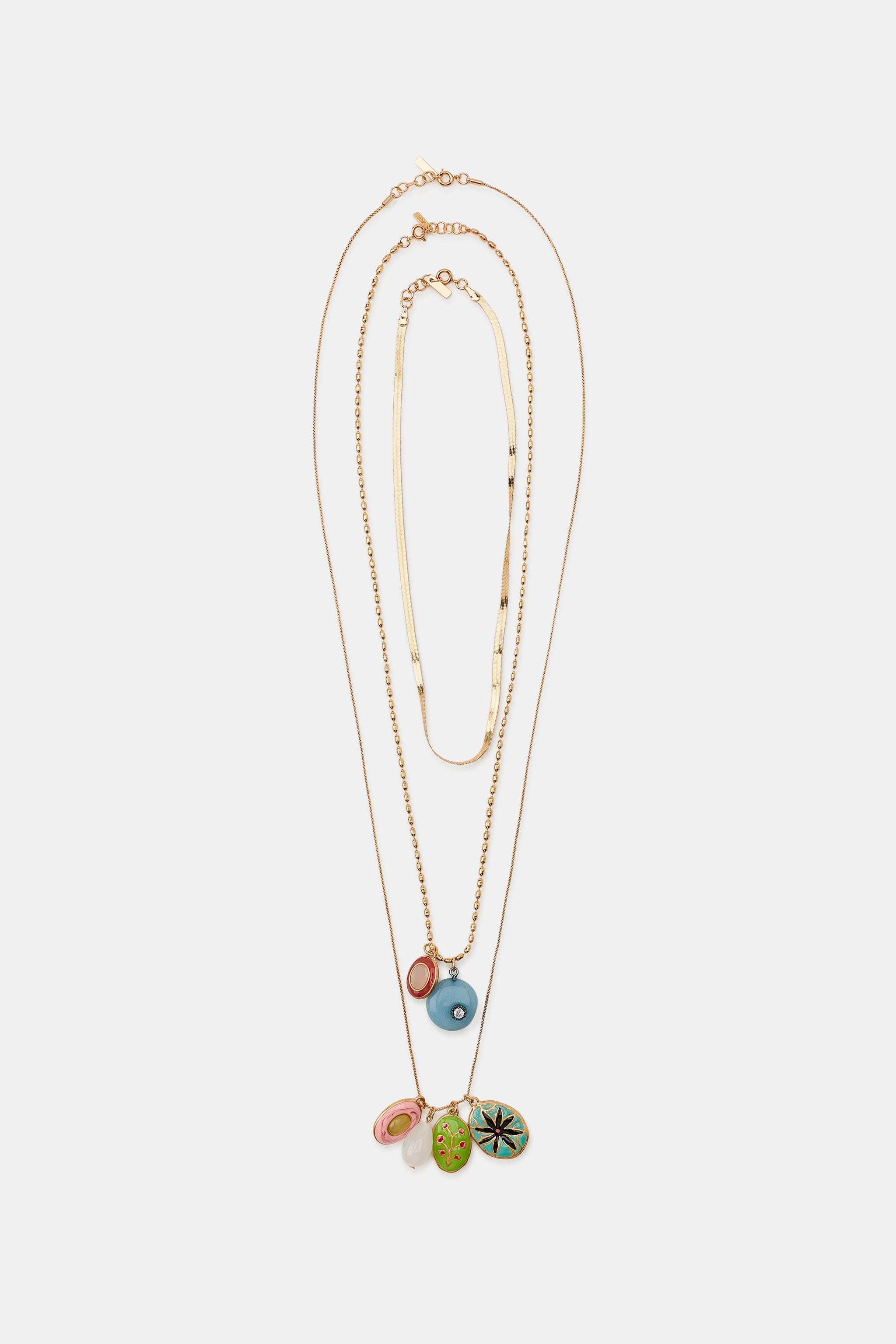 PACK OF 3 CHAIN NECKLACES WITH CHARMS AND STONES | Zara US