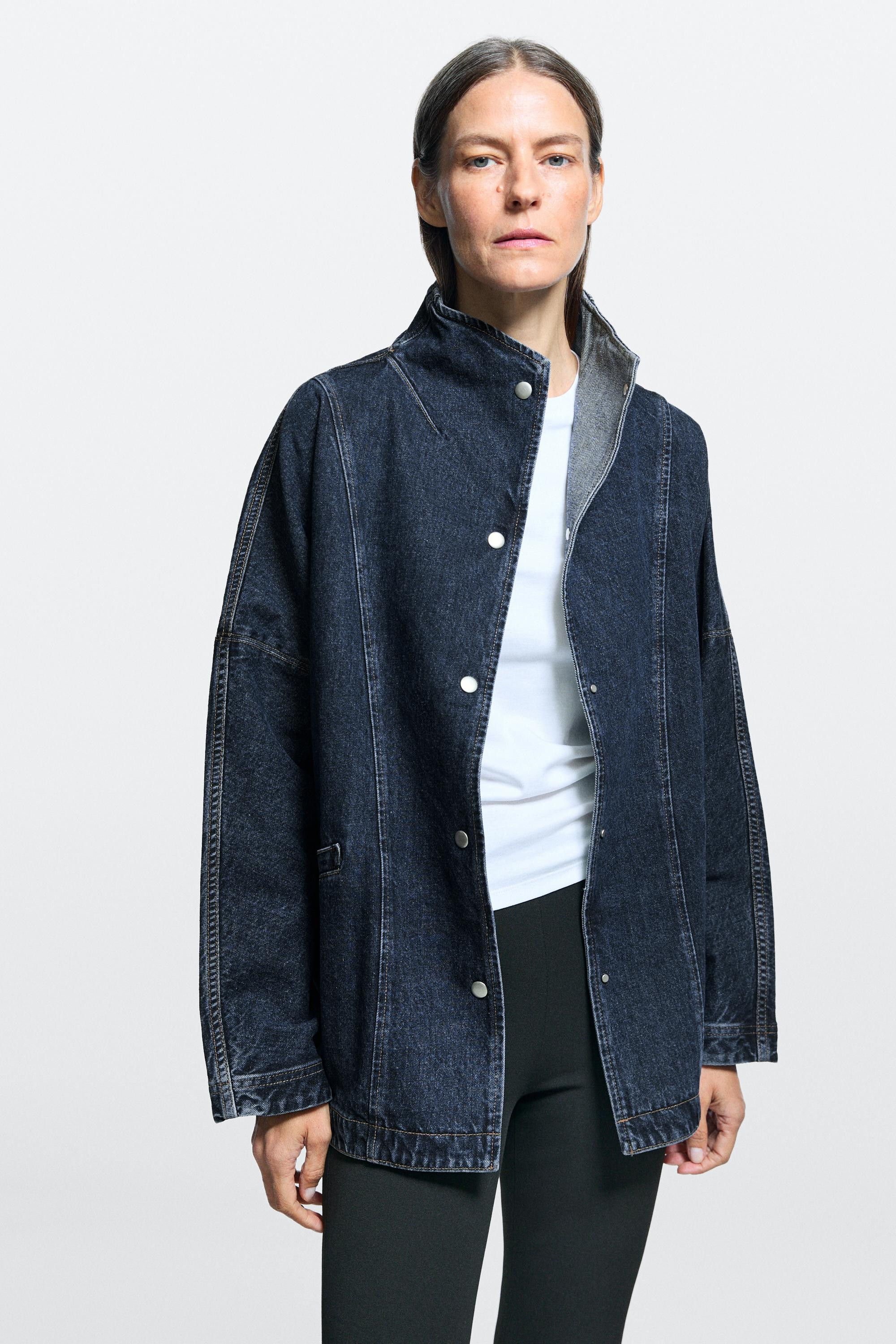 Giacca in denim a collo alto 100% cotone | Massimo Dutti IT