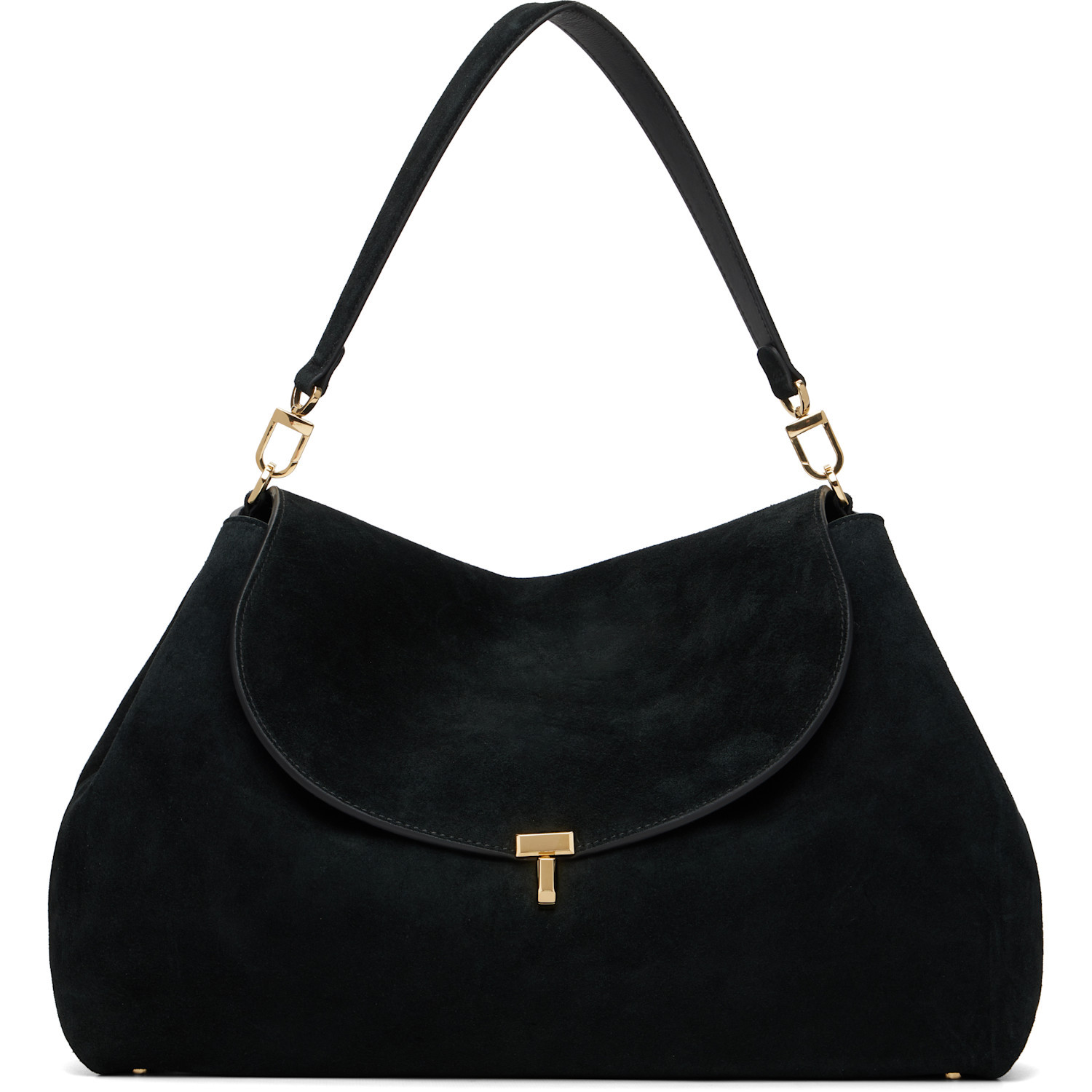 TOTEME Black T-Lock Suede Satchel | SSENSE
