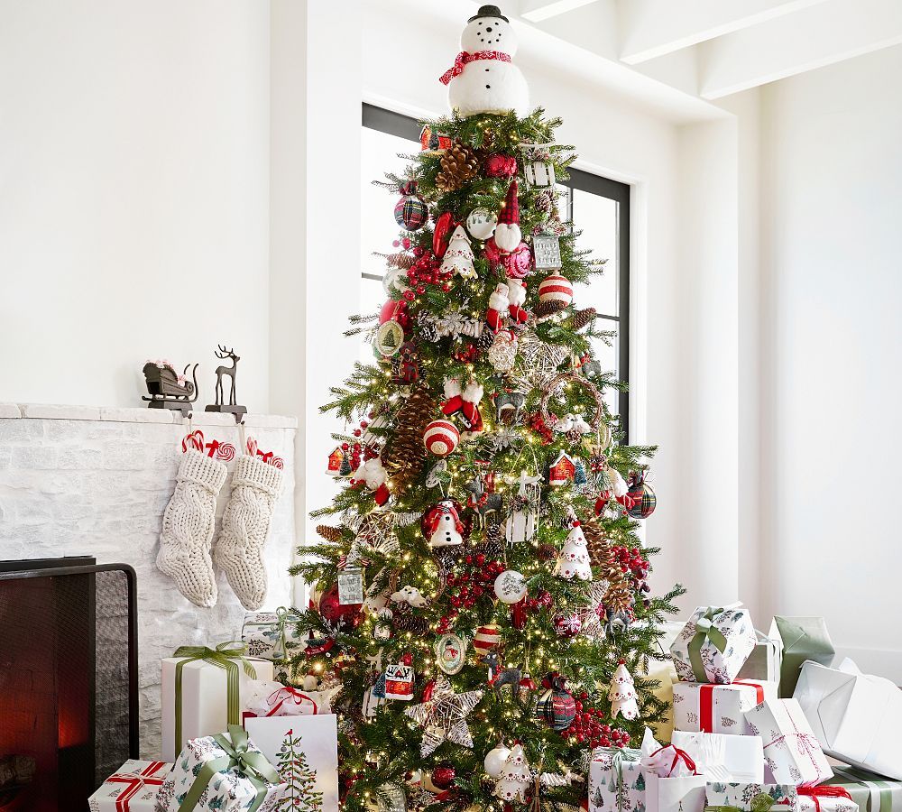 Lit Portland Pine Faux Christmas Trees | Pottery Barn (US)