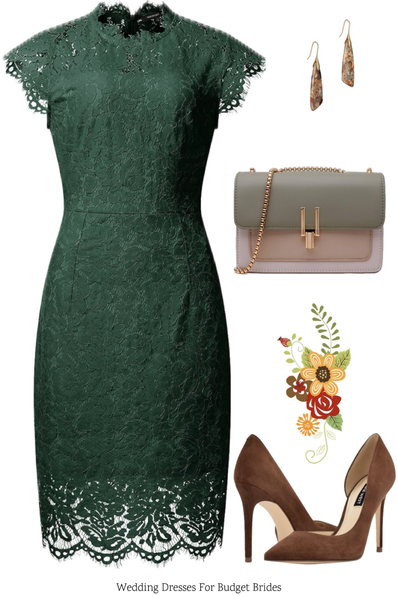 Wedding guest outfit idea in green and brown for a fall semi formal wedding. All on Amazon. 

#LTKWedding #LTKSeasonal #LTKFindsUnder100