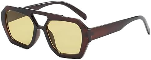 ADE WU Trendy Square Aviator Sunglasses for Women Thick Frame Double Bridge Geometric Sun Glasses | Amazon (US)