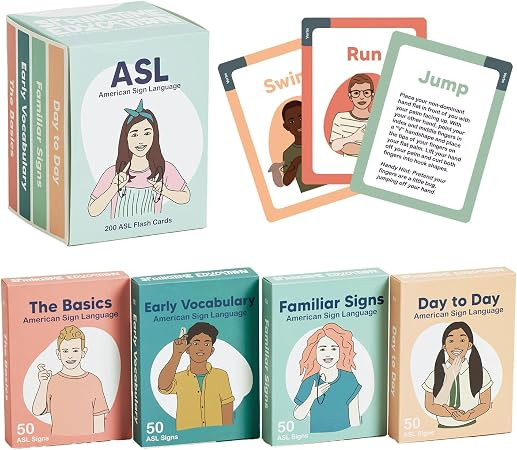 ASL Flash Cards - 200 American Sign Language Flash Cards for Beginners, Kids, Teens and Adults | Amazon (US)