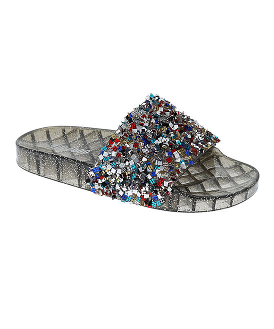Weeboo Women's Sandals BLACK - Black & Red Sparkle Jelly Slide - Women | Zulily