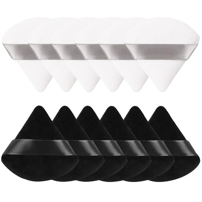 12 Pieces Pure Cotton Powder Puff Face Triangle Soft Makeup Puff for Loose Powder Body Cosmetic F... | Amazon (US)