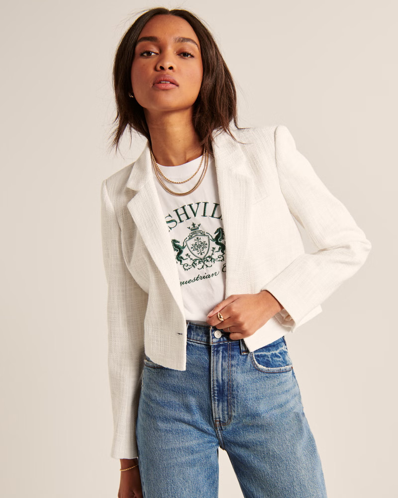 Cropped Tweed Blazer | Abercrombie & Fitch (US)