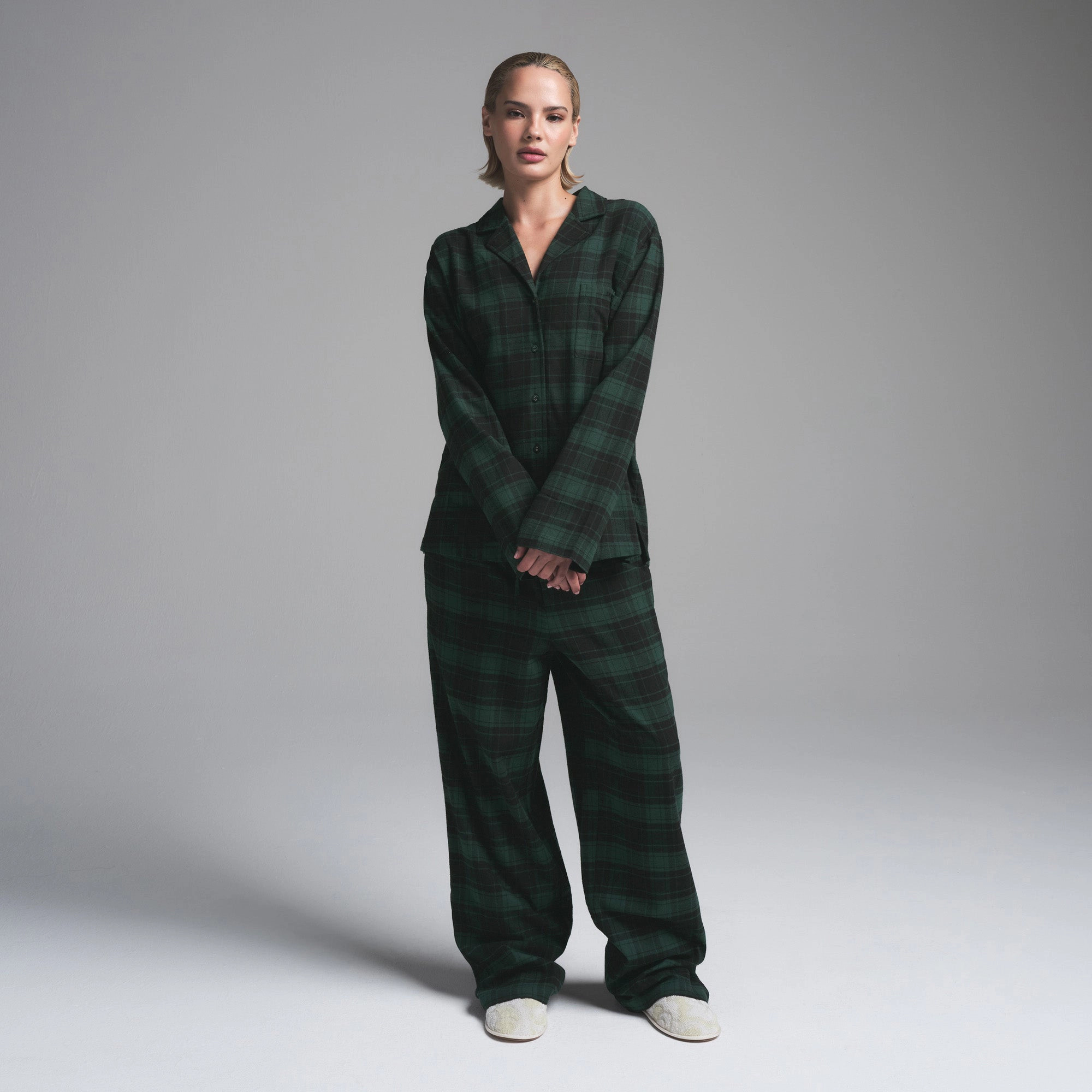 FLANNEL SLEEP LONG SLEEP SET | CYPRESS PLAID | SKIMS (US)
