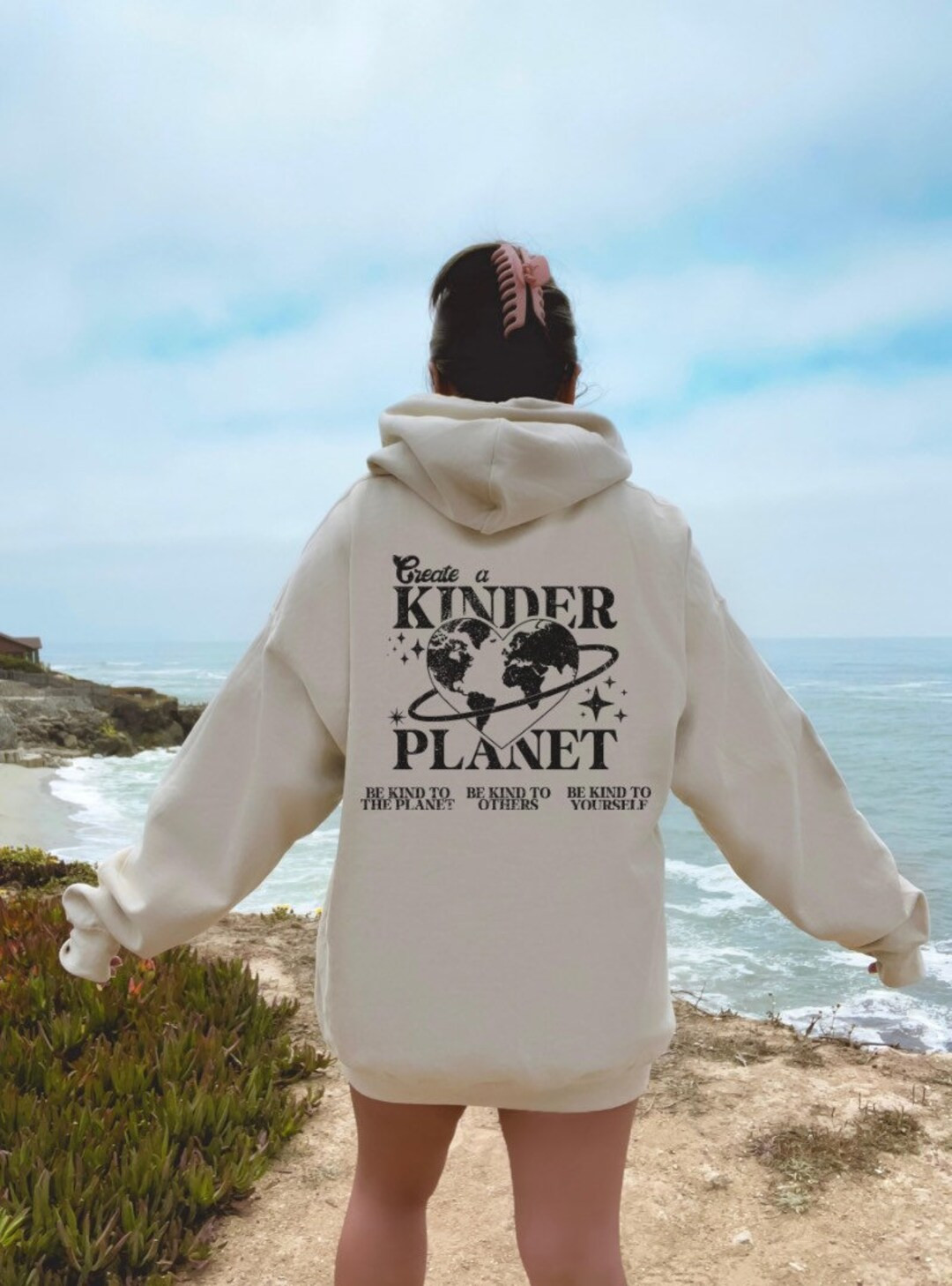 Create a Kinder Planet Hoodie Sweatshirt • Be Kind Aesthetic Graphic Oversized Hoodie • Women... | Etsy (US)