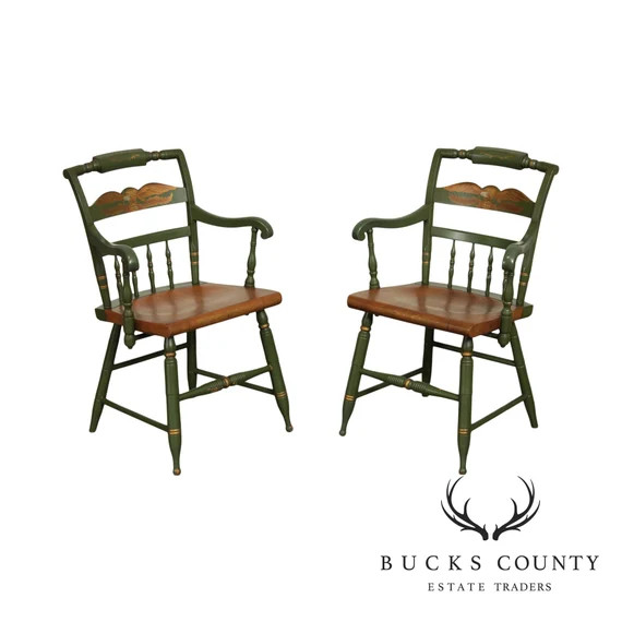 Hitchcock Vintage Pair Green Painted Armchairs | Etsy | Etsy (US)