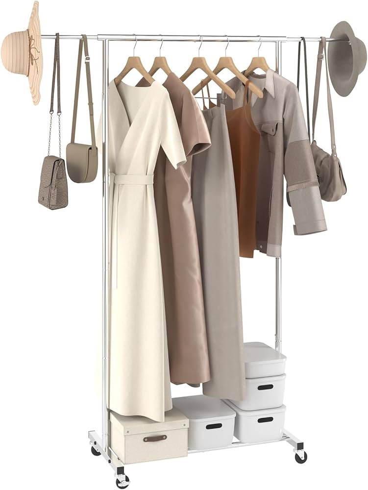 VEVOR Clothes Rack with Wheels, Heavy Duty Clothing Garment Rack with Hanging Rod and Bottom Stor... | Amazon (US)