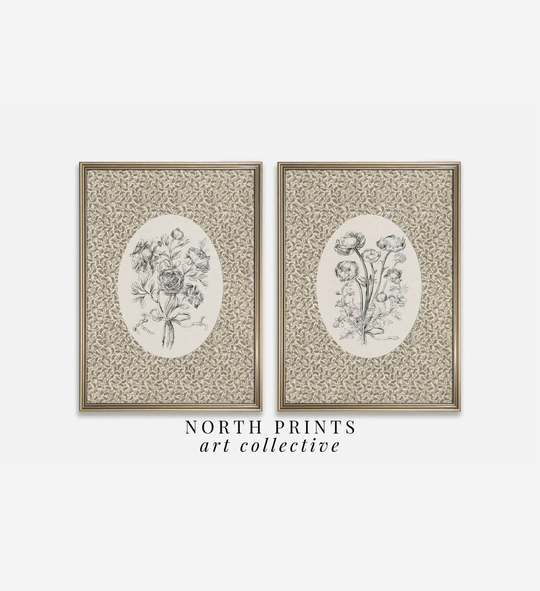 Vintage Floral Print Set: Cottagecore Botanical Wall Art (digital Printable Download) S2-135 - Et... | Etsy (US)