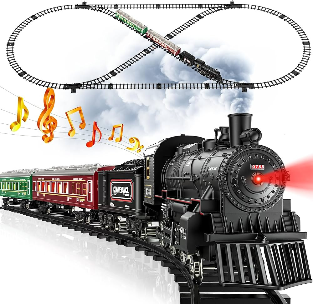 Hot Bee Train Set, Remote Control Train Toys with Luxury Track & Glowing Passenger Carriages, Met... | Amazon (US)