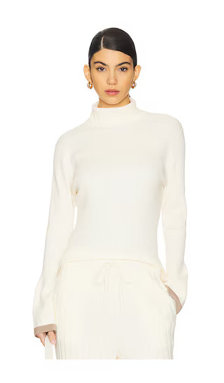 Ravena Rib Knit High Neck Top in Egret | Revolve Clothing (Global)