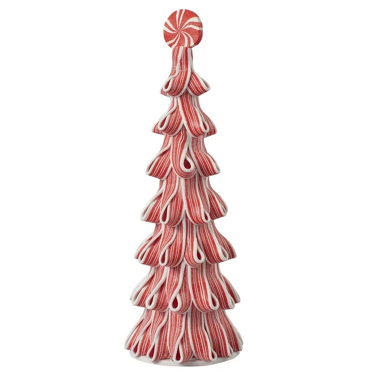 Red and White Striped Peppermint Candy Christmas Tree Tabletop Decor, 14 in, Walmart Holiday Time | Walmart (US)