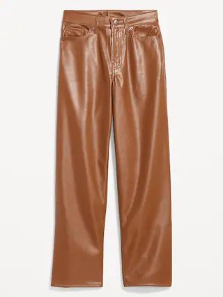 High-Waisted OG Loose Faux-Leather Pants for Women | Old Navy (CA)