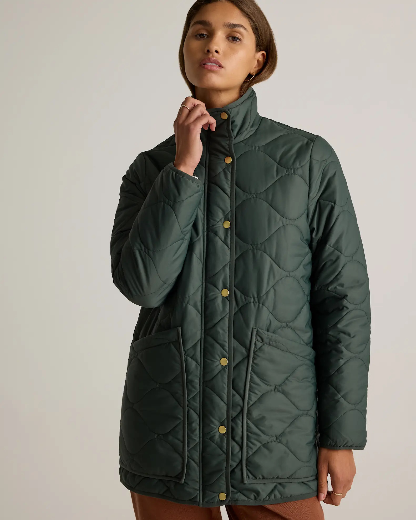 Featherless Quilted Long Puffer Jacket in Verdant Pine | Quince