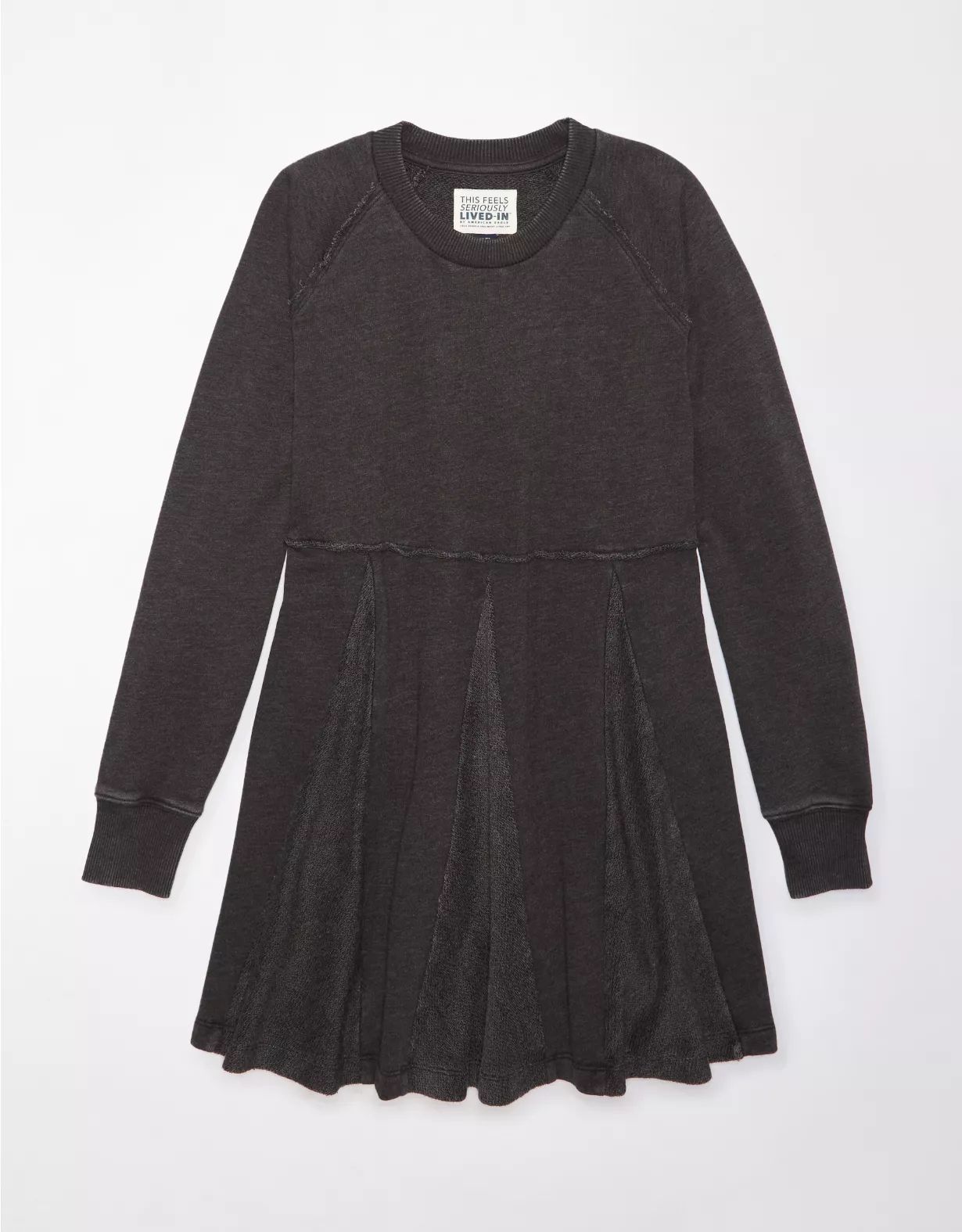 AE Fleece Long-Sleeve Babydoll Mini Dress | American Eagle Outfitters (US & CA)