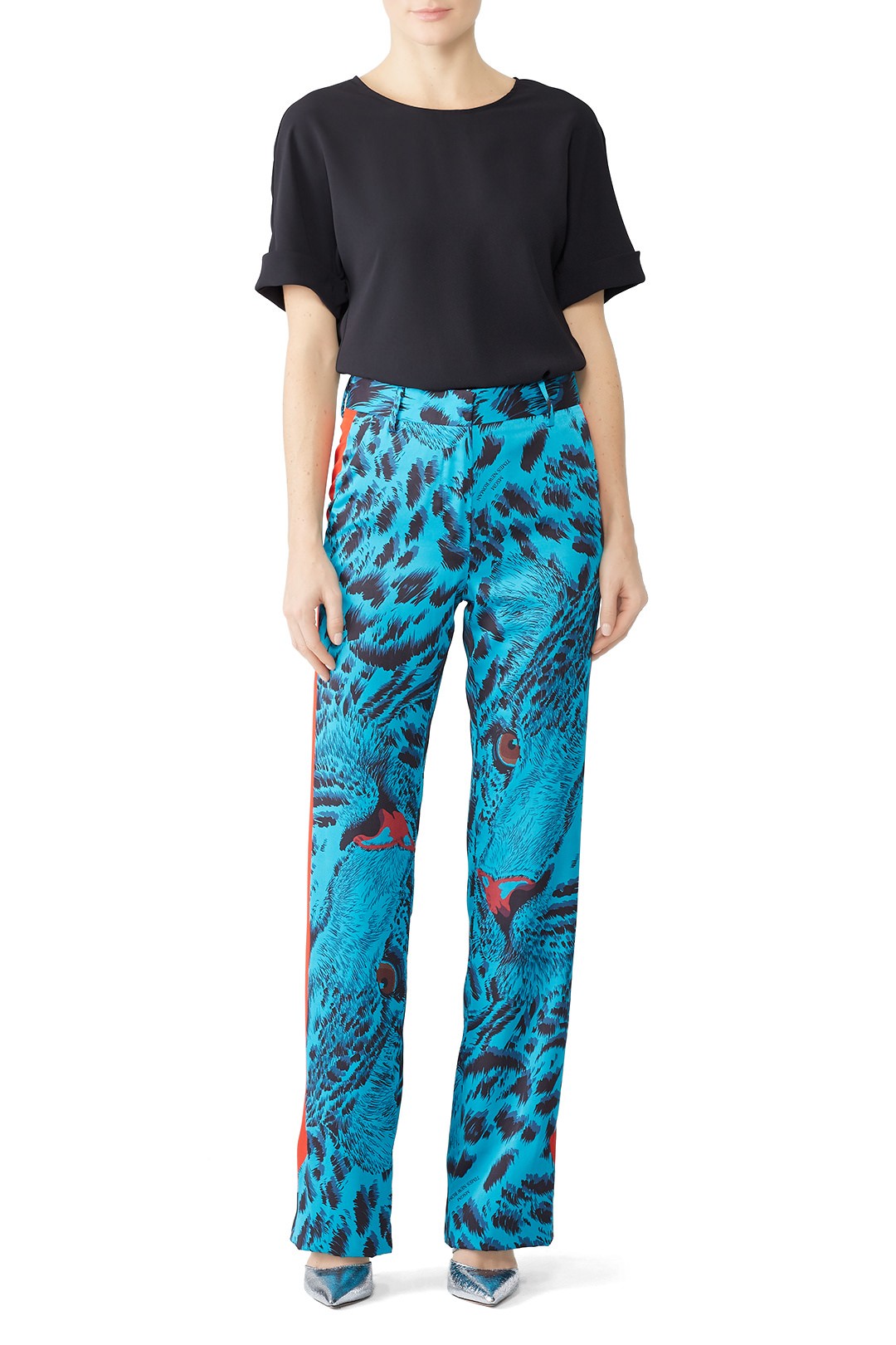 MSGM Striped Animal Print Pants | Rent The Runway