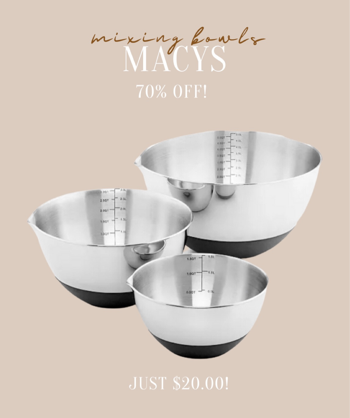  Martha Stewart Collection Non-Skid Mixing Bowls with