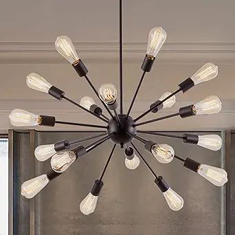 Sputnik Chandeliers Black, Modern 18-Light Farmhouse Pendant Light Mid Century Starburst Lighting... | Amazon (US)