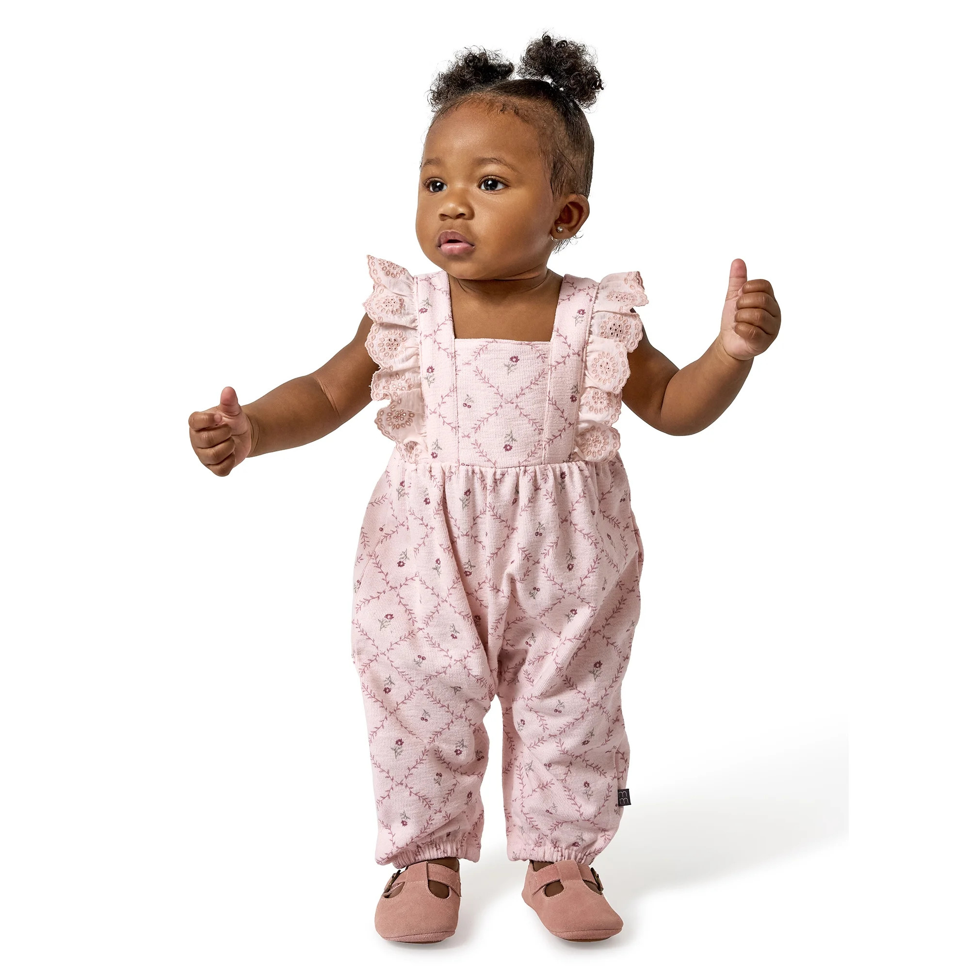 Modern Moments by Gerber baby Girl Long Leg Romper with Ruffle Detail, Sizes 0/3 Months - 24 Mont... | Walmart (US)