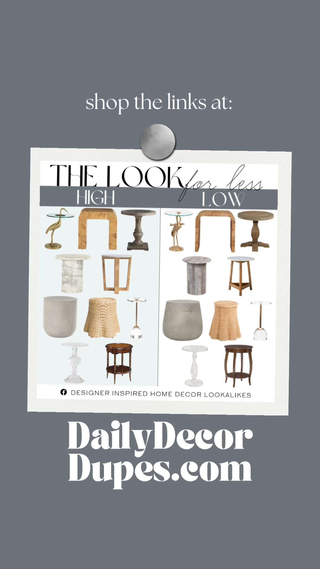 10 Designer & Look-a-Like End Tables. Designer-Inspired End Tables. Luxury End Table Looks for Less. Designer End Table Alternatives. Affordable Living Room Tables. End Table Designer Look-a-Like. Designer End Table Dupes. High-End End Tables for Less. 

Home more affordable option find copy cat similar look for less budget friendly affordable cheap cheaper beautiful pretty. Clearance sale coupon code discount code promo code luxury lookalike look a like Inspo inspiration inspired by idea ideas Love like these? I share multiple every day in my FB group.
#lookforless #endtable #designerforless #designerlookalike #highendlookforless #livingroominspo #endtablereplica #saveorsplurge 

 

#LTKSummerEdit #LTKHome #LTKSaleAlert