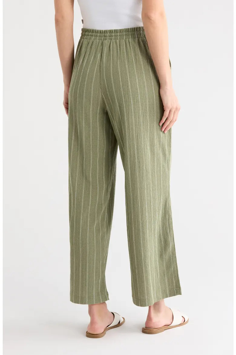 Caslon® Stripe Textured Crop Wide Leg Pants (Women) | Nordstromrack | Nordstrom Rack