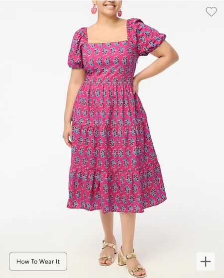 Pink block print puff sleeve midi dress 

#LTKfindsunder100 #LTKsalealert #LTKSeasonal