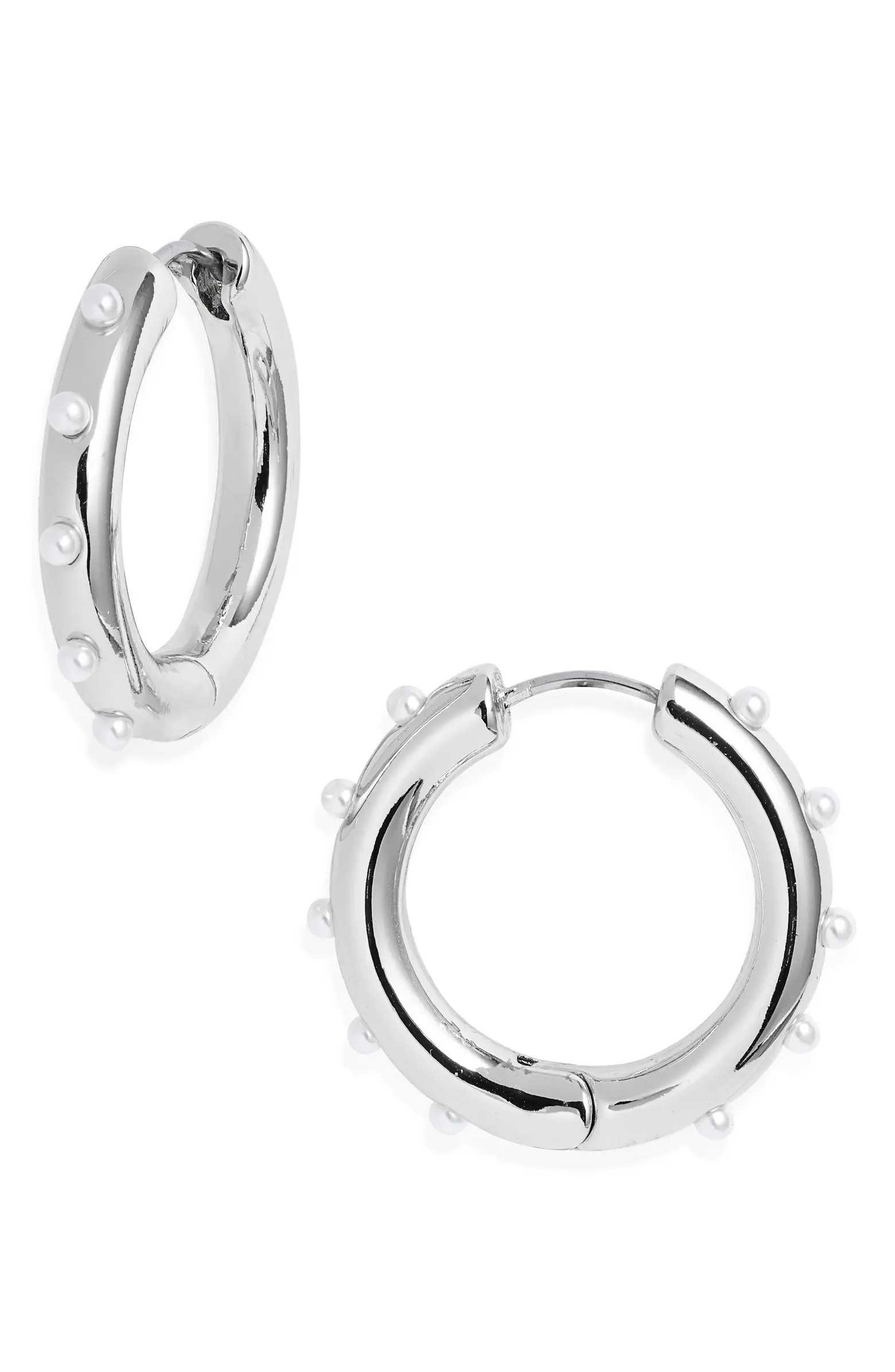 Cultured Pearl Studded Hoop Earrings | Nordstrom