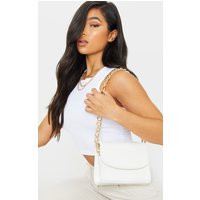 White Croc Chunky Chain Shoulder Bag | PrettyLittleThing CAN