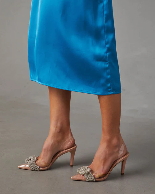 Flirty Femme Rhinestone Clear Strap Heels - Clear | VICI