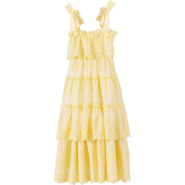 Juniper Embroidered Maxi Dress, Lemon | Maisonette