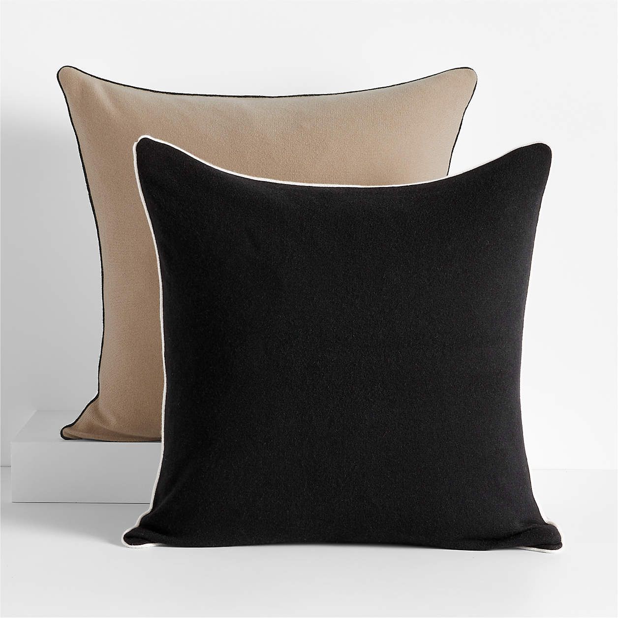 Bardot 20" Recycled Cashmere and Wool Ink Black Pillow Cover | Crate & Barrel | Crate & Barrel