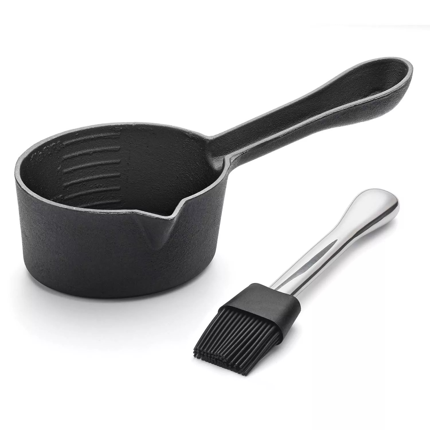 Outset Cast Iron Saucepot with Nesting Silicone Basting Brush | Sur La Table