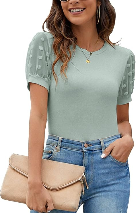 Blooming Jelly Womens Short Sleeve Blouse Business Casual Dressy Tops Ribbed Summer Stylish Work ... | Amazon (US)
