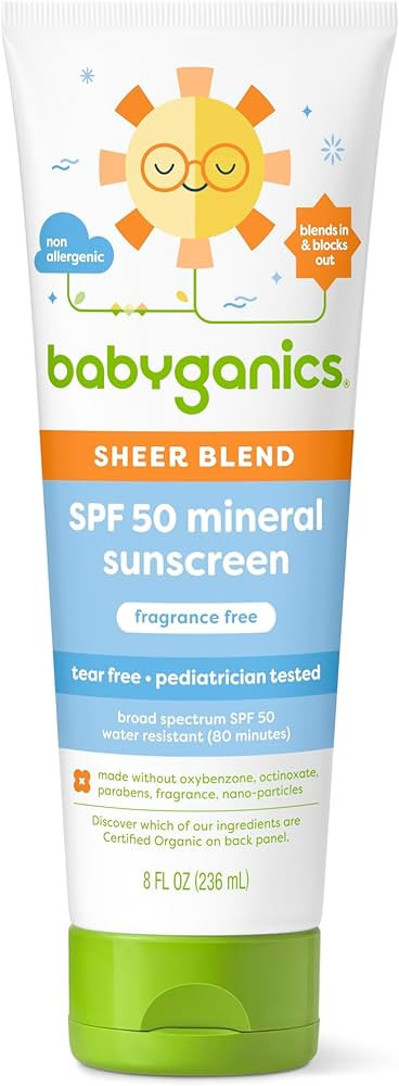 Babyganics SPF 50 Mineral Sunscreen Lotion, Sheer Blend, UVA UVB Protection, Octinoxate & Oxybenz... | Amazon (US)