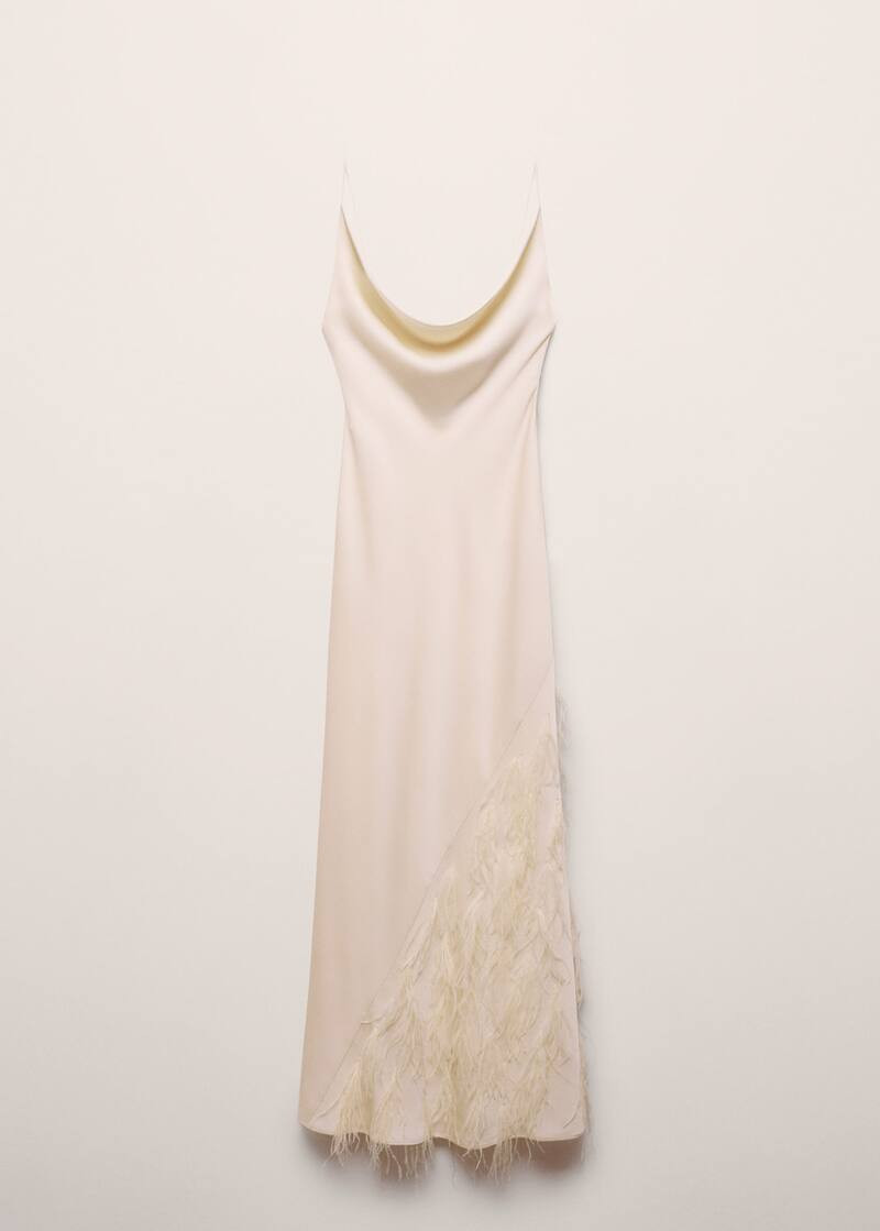 Slip dress with feather detail -  Women | Mango United Kingdom | MANGO (UK)