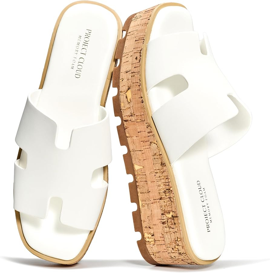 Project Cloud 100% Genuine Leather Wedge Platform Sandals Women Footwear - Memory Foam Insole and... | Amazon (US)
