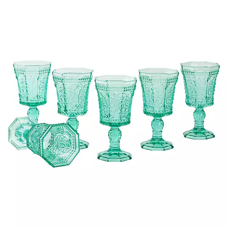 Turquoise Vatican Wine Glasses, Set of 6 | Kirkland's Home