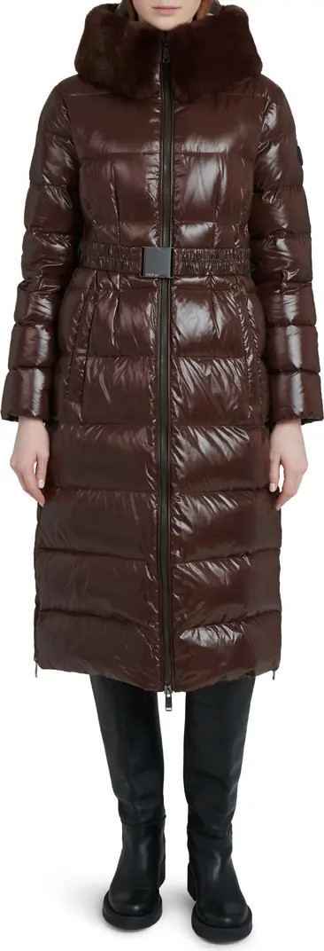 Lexi Water Resistant Hooded Nylon Down Puffer Coat with Faux Fur Trim | Nordstrom