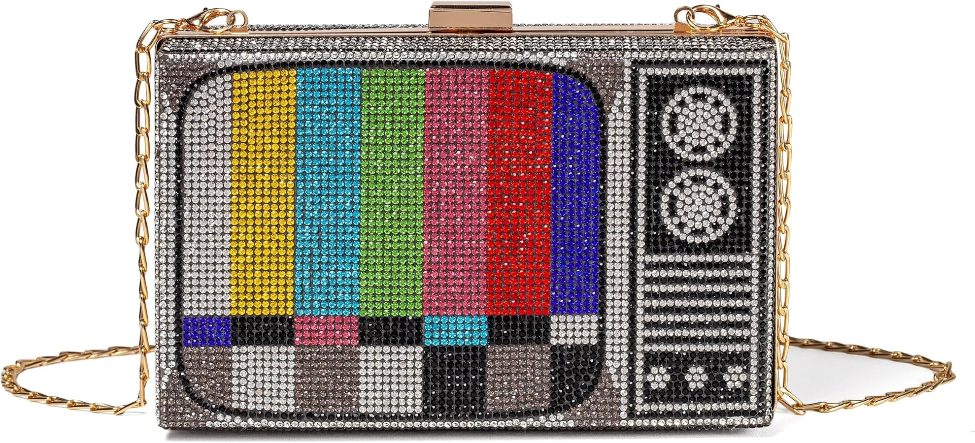 Women Retro Radio Shape Crossbody Bag Rhinestone Metal Vintage Evening Clutch Purses | Amazon (US)